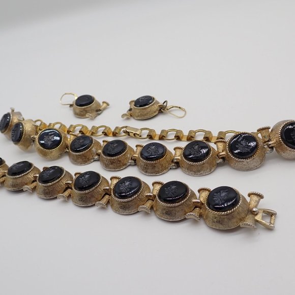 Vintage Roman style Intaglio figure head 3 piece necklace set! - Picture 2 of 9